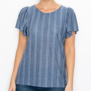 W5 Blue and White Striped Blouse
